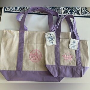 Trader Joe’s Lavender Trim Canvas Totes Bag set